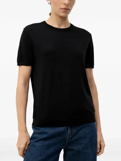 Hugo Boss Short-sleeve Crew-neck Sweater In Black