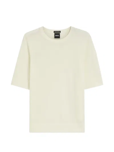 Hugo Boss Short-sleeve Crew-neck Sweater In Neutral
