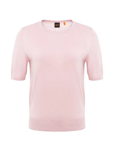 Hugo Boss Short-sleeve Knitted T-shirt In Pink