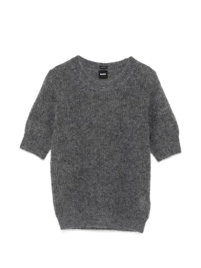Hugo Boss Short-sleeve Sweater In Gray