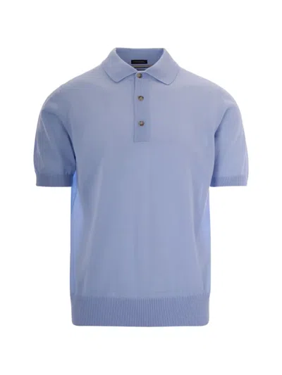 Hugo Boss Light Blue Solid Shirt Collar Polo In Multi