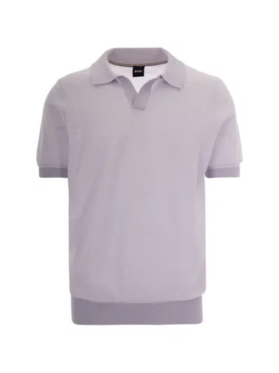 Hugo Boss Light Purple Solid Shirt Collar Polo