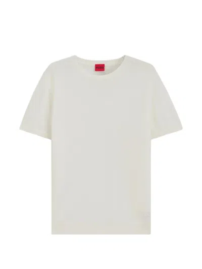 Hugo Boss Short-sleeved Sweater In A Wool-cashmere Blend In Red