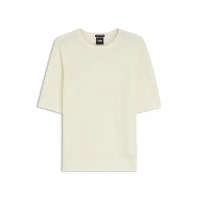 Hugo Boss Short-sleeved Sweater In Merino Wool In Multi