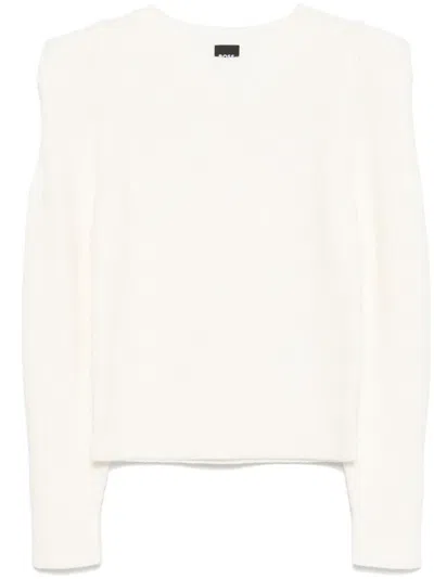 Hugo Boss Shoulder-detail Knitted Jumper In White
