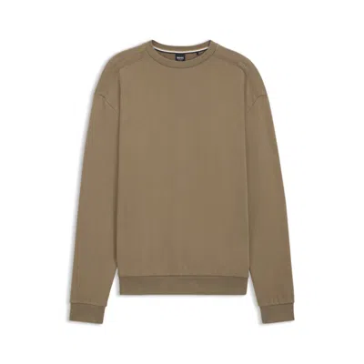 Hugo Boss Shoulder-logo Sweatshirt In Cotton Terry In Brown