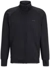 Hugo Boss Zip-up Sweatshirt In Active-stretch Fabric In Black