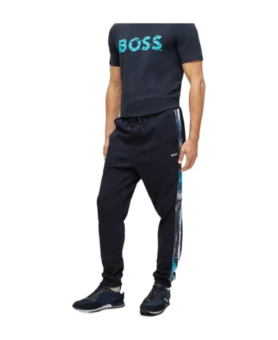 Hugo Boss Side Stripe-print Track Pants In Black