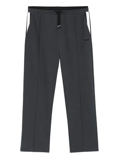 HUGO BOSS SIDE-STRIPE TEXTURED TROUSERS