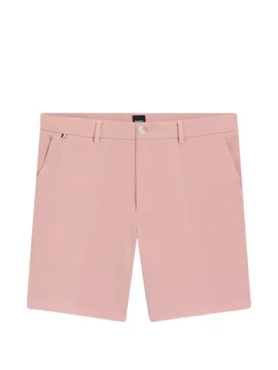 Hugo Boss Modern-fit Shorts In Stretch-cotton Twill In Pink