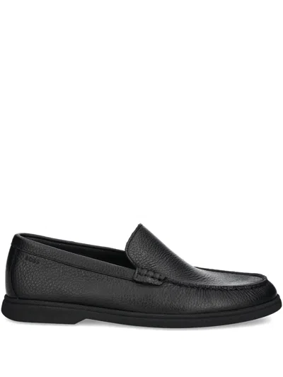 Hugo Boss Sienne Leather Slip-on Loafers In Black