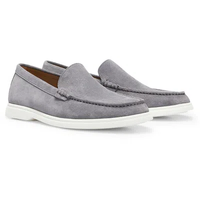 Hugo Boss Sienne Mens Solid Manmade Driving Moccasins In Grey