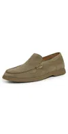 Hugo Boss Sienne Suede Loafers Open Green In Brown