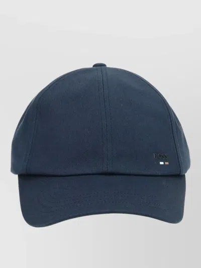 Hugo Boss Signature Cap Curved Brim Design In Blue