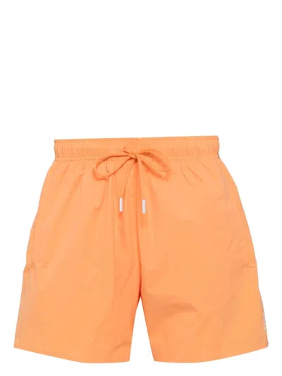 Hugo Boss Badeshorts Mit Signature-streifen In Orange