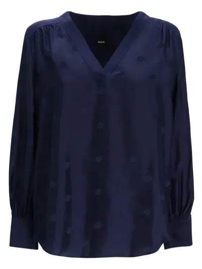 Hugo Boss Klassische Bluse In Blue