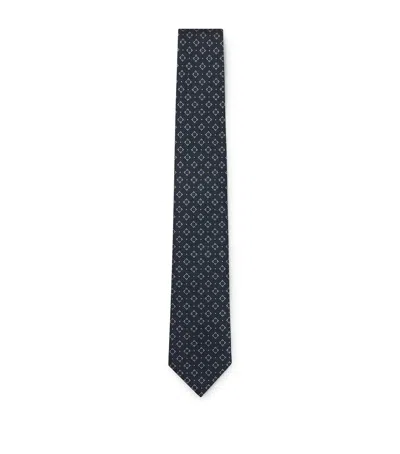 Hugo Boss Silk-blend Patterned Tie In Blue