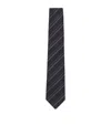 Hugo Boss Silk-blend Striped Tie In Blue