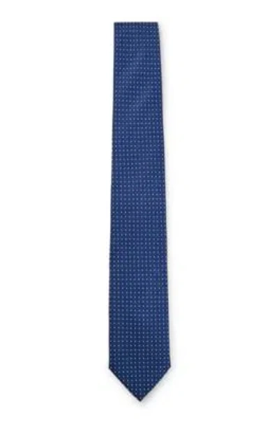 Hugo Boss Silk-blend Tie With Jacquard Dot Pattern In Blue