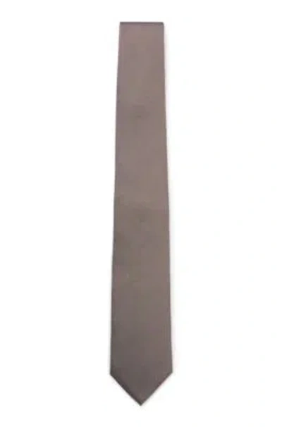 Hugo Boss Silk-blend Tie With Jacquard Micro Pattern In Light Beige