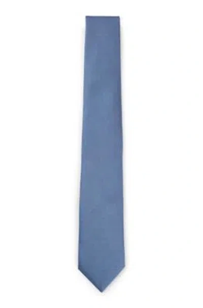 Hugo Boss Silk-blend Tie With Jacquard Micro Pattern In Light Blue