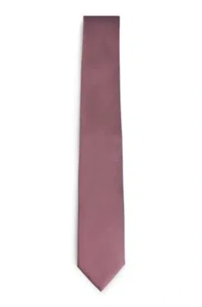 Hugo Boss Silk-blend Tie With Jacquard Micro Pattern In Light Pink