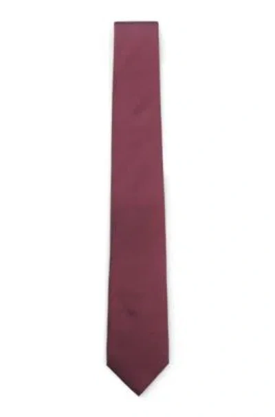Hugo Boss Silk-blend Tie With Jacquard Micro Pattern In Red