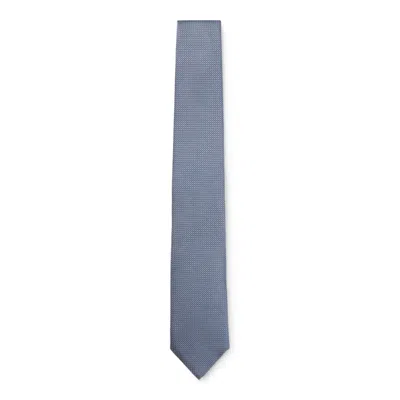 Hugo Boss Silk-blend Tie With Jacquard Pattern In Blue