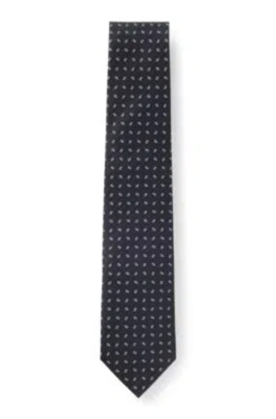 Hugo Boss Silk-blend Tie With Jacquard Pattern In Black
