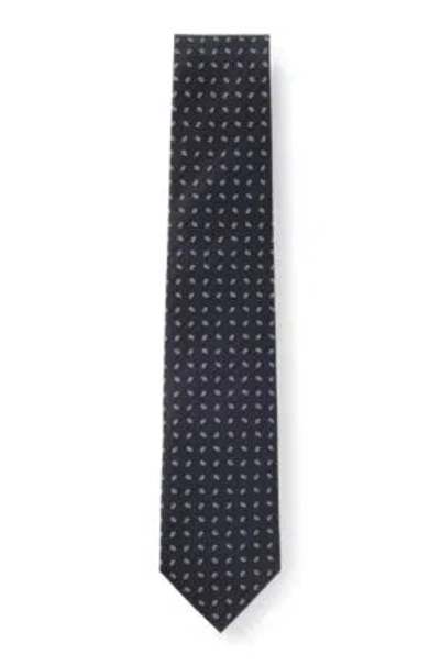 Hugo Boss Silk-blend Tie With Jacquard Pattern In Dark Blue
