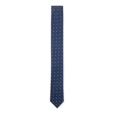 Hugo Boss Silk-blend Tie With Jacquard-woven Pattern In Blue