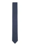 Hugo Boss Silk-blend Tie With Jacquard-woven Pattern In Dark Blue