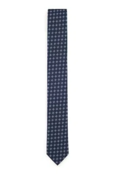 Hugo Boss Silk-blend Tie With Jacquard-woven Pattern In Blue