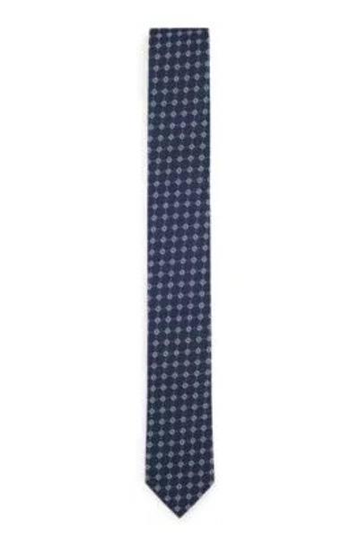 Hugo Boss Silk-blend Tie With Jacquard-woven Pattern In Dark Blue