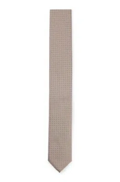 Hugo Boss Silk-blend Tie With Jacquard-woven Pattern In Light Beige