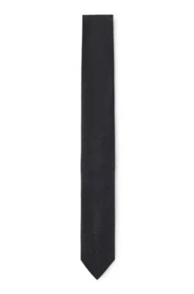 Hugo Boss Silk-blend Tie With Metalized Fibers In Black