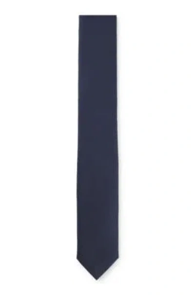 Hugo Boss Silk-blend Tie With Micro-patterned Jacquard In Dark Blue