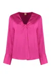 Hugo Boss Regular-fit Blouse In Stretch Silk With Twist Front In Fuchsia