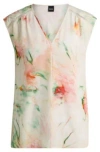 Hugo Boss Binadi Pure Silk Watercolour Blouse In Patterned