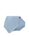 Hugo Boss Silk Classic Grid Tie In Blue