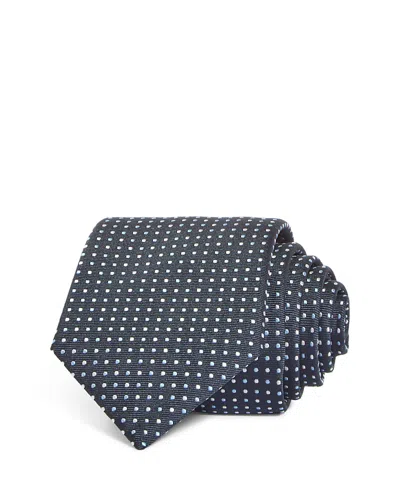 Hugo Boss Silk Classic Grid Tie In Dark Blue