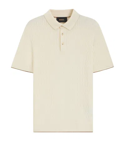 Hugo Boss Silk-cotton Polo Shirt In White