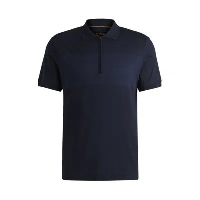 Hugo Boss Silk-cotton Polo Shirt With Zip Placket In Regular Fit In Black