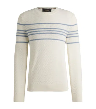 Hugo Boss Silk-cotton Sweater In White