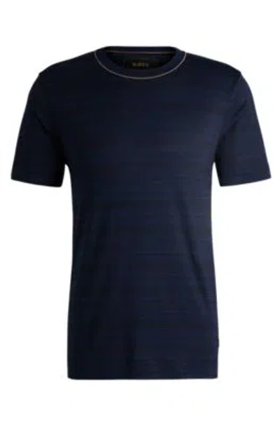 Hugo Boss Silk-cotton T-shirt In A Regular Fit In Dark Blue