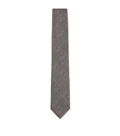 Hugo Boss Silk Mouliné Tie In Green