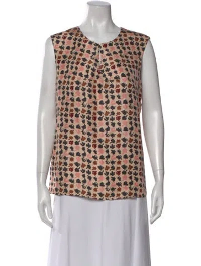 Pre-owned Hugo Boss Silk Patterned Top In Neutral