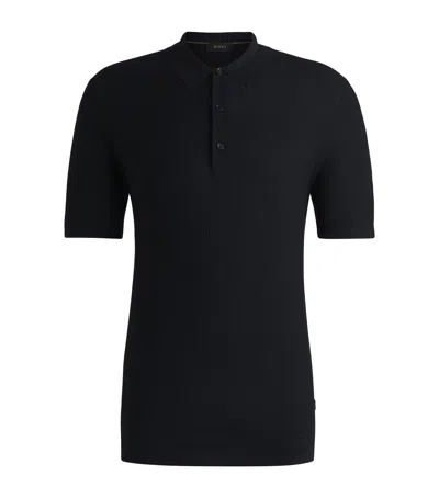 Hugo Boss Silk Polo Shirt In Blue