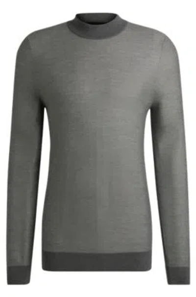 Hugo Boss Silk Regular-fit Sweater With Knitted Structure In Grey