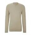 Hugo Boss Mock-neck Sweater In Knitted Silk In Beige
